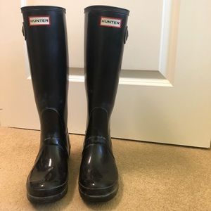 Hunter Black Glossy Finish Rain Boots